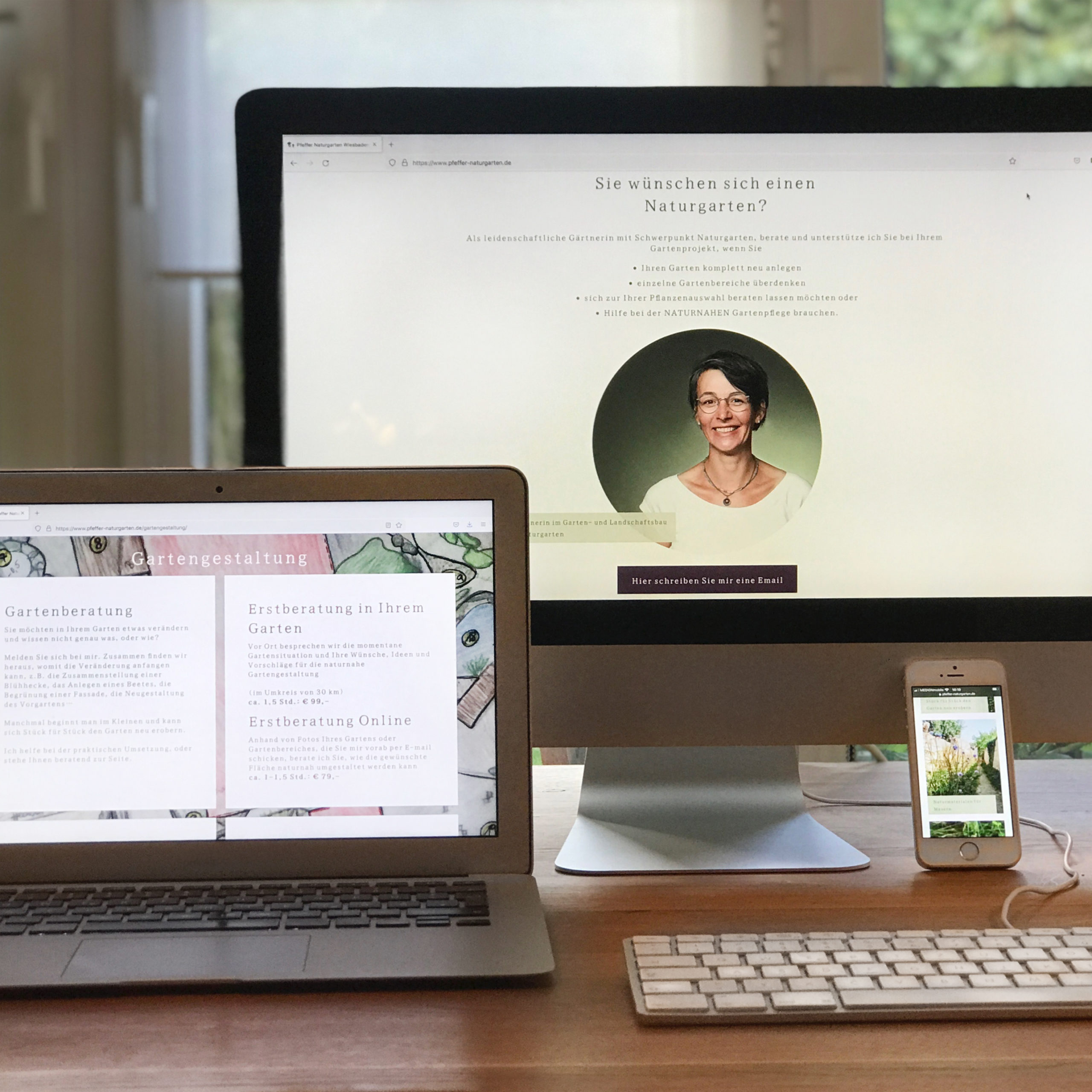 Logogestaltung, Website und Visitenkarten für Pfeffer Naturgarten