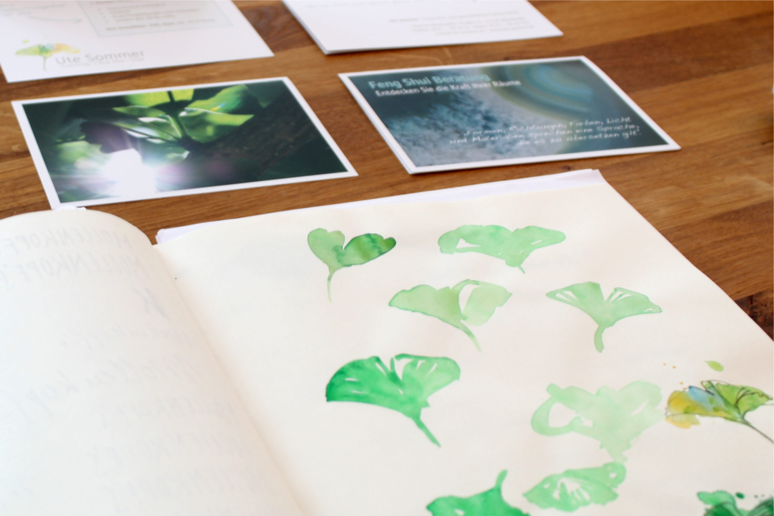 Logo, Visitenkarten, Flyer, Postkarten und Webseite für Ute Sommer