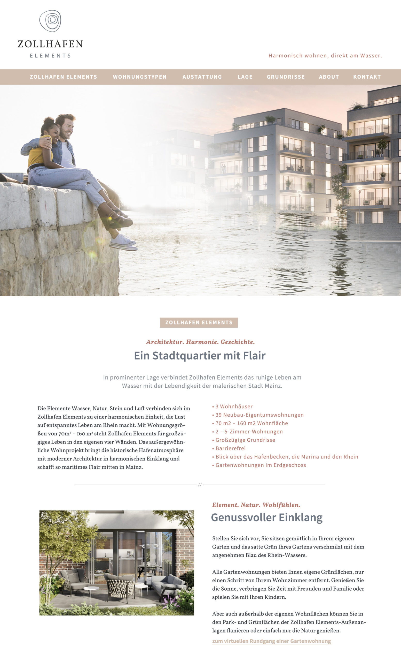 Gestaltung der Website für ein Immobilien-Neubauprojekt